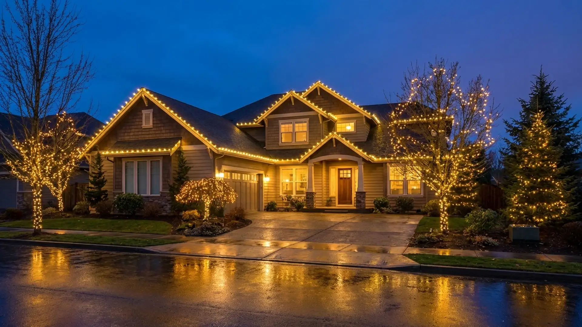 Alpine Arborists team providing holiday light services in Utah